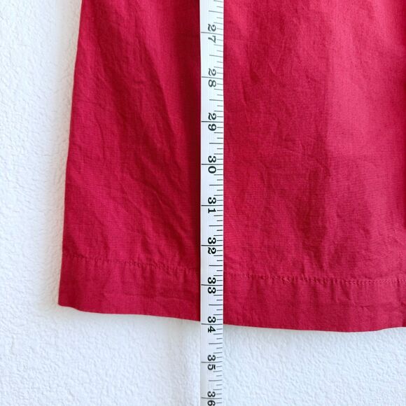 Anthropologie Little Yellow Button With a Flourish Ruffle Neck Red Shirt Dress - Picture 11 of 14